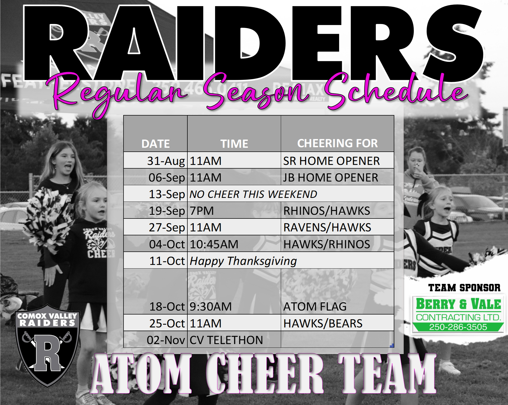 ATOM CHEER 2025 SCHEDULE ATOM CHEER 2025 SCHEDULE