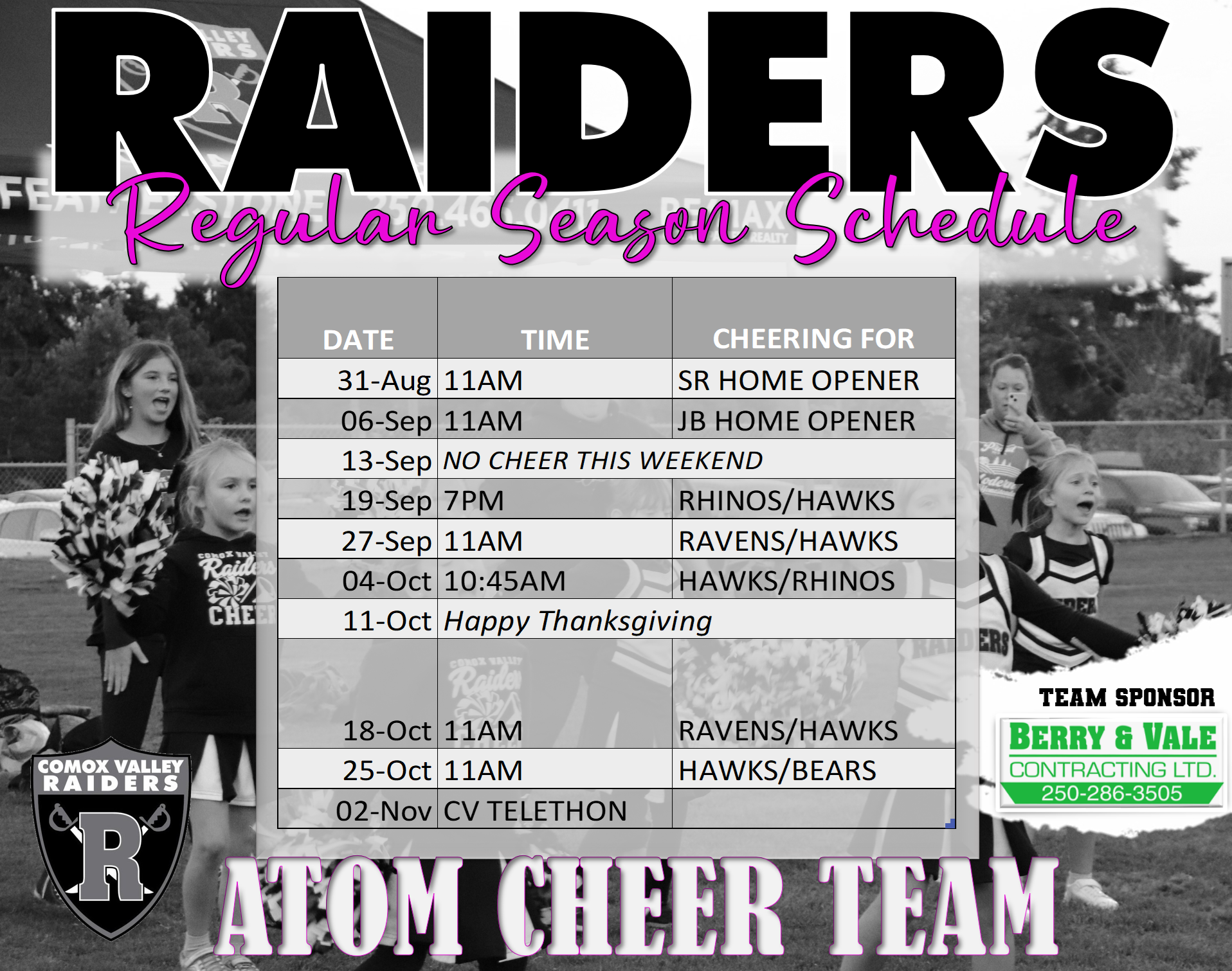 ATOM CHEER 2025 SCHEDULE