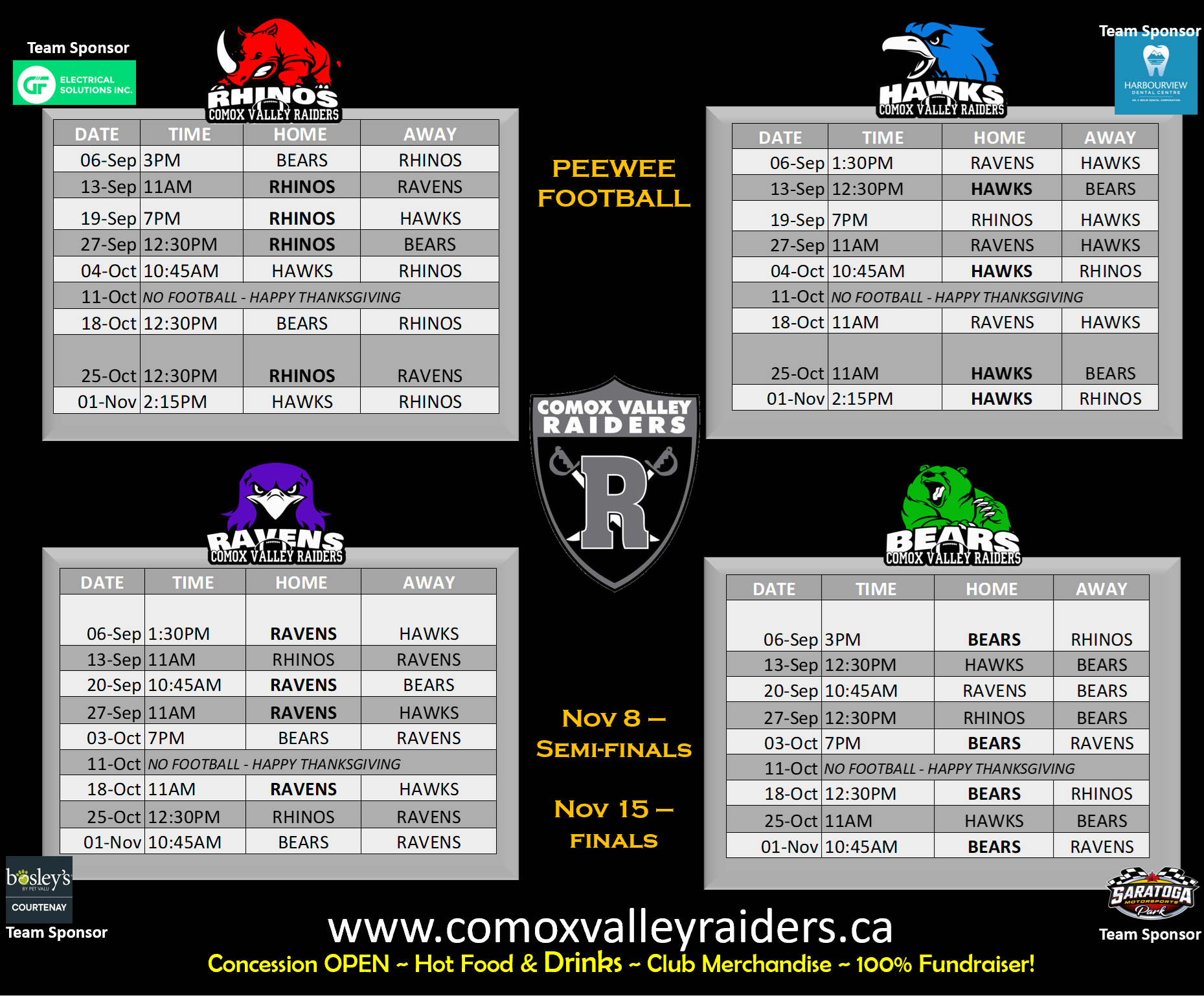 U12 2025 GAME SCHEDULE