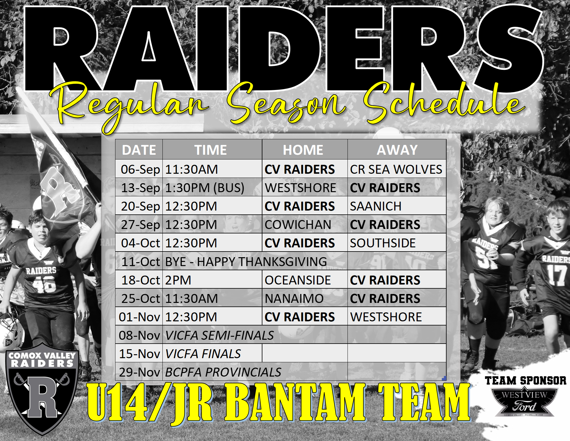 U14 2025 GAME SCHEDULE