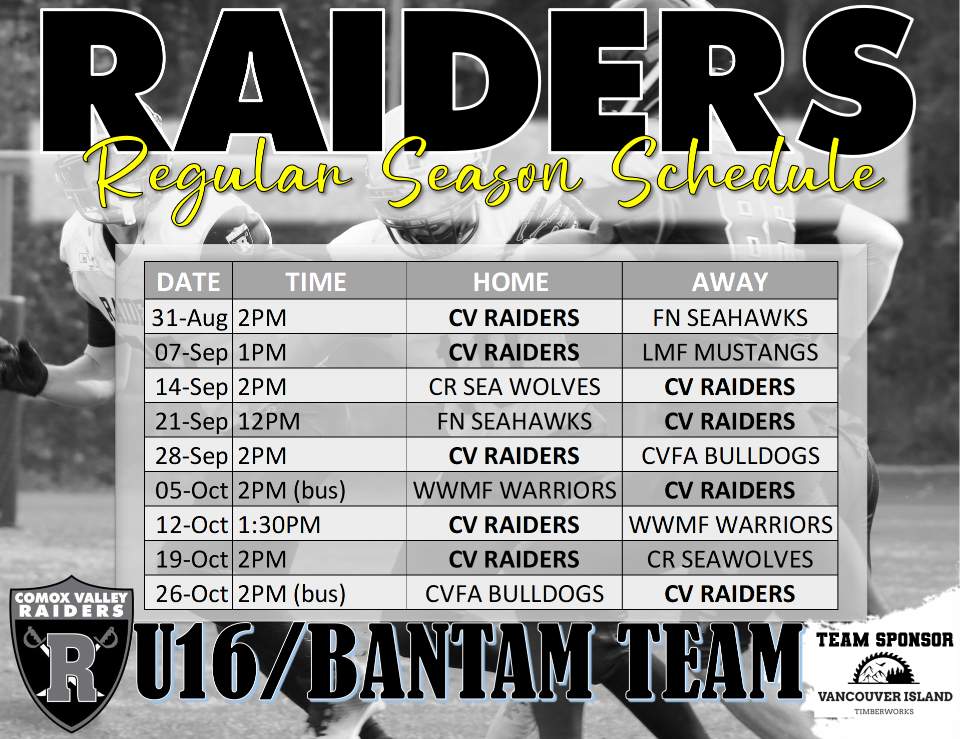 U16 2025 GAME SCHEDULE